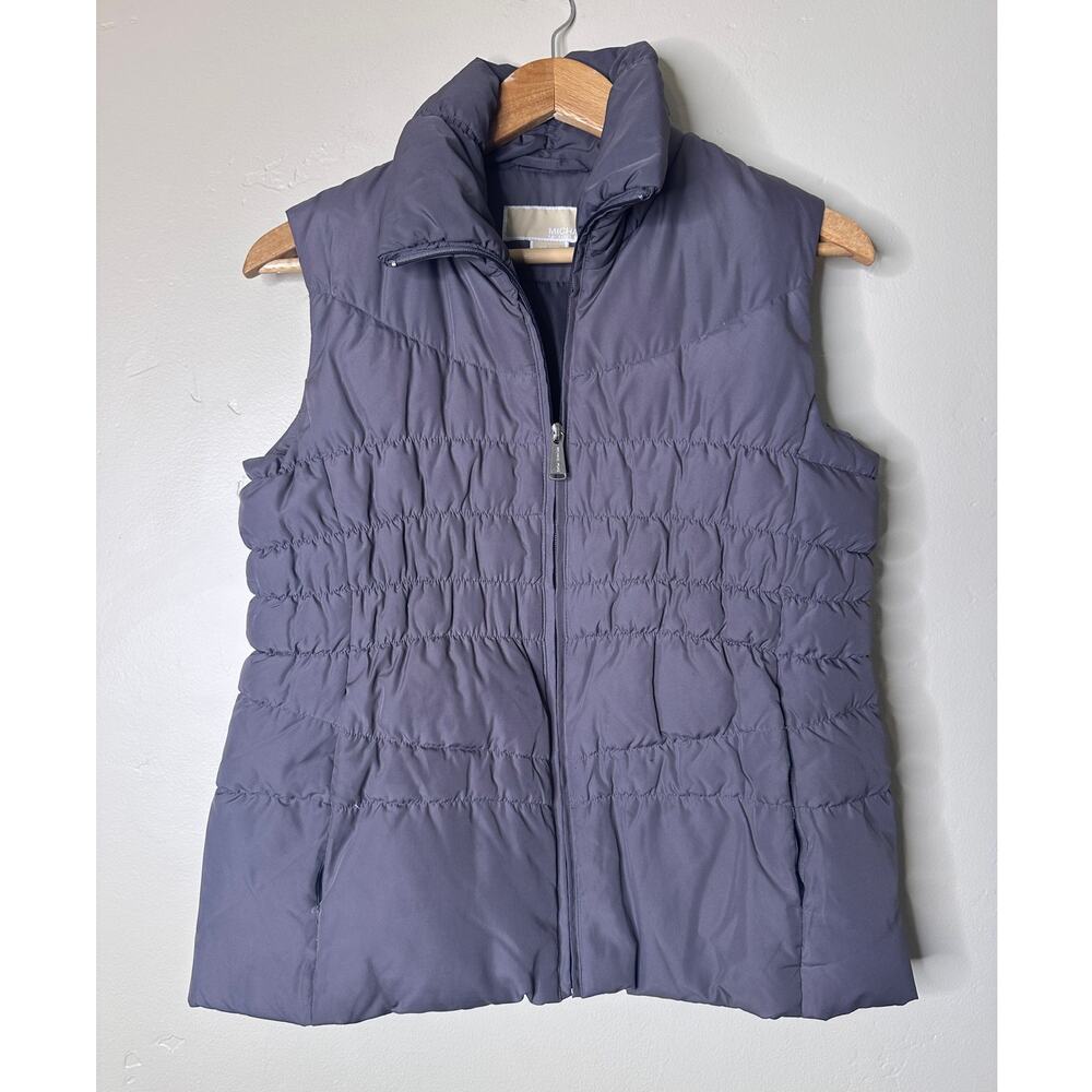 MICHAEL Michael Kors Slate Gray Ruched Feather Puffer Vest XS